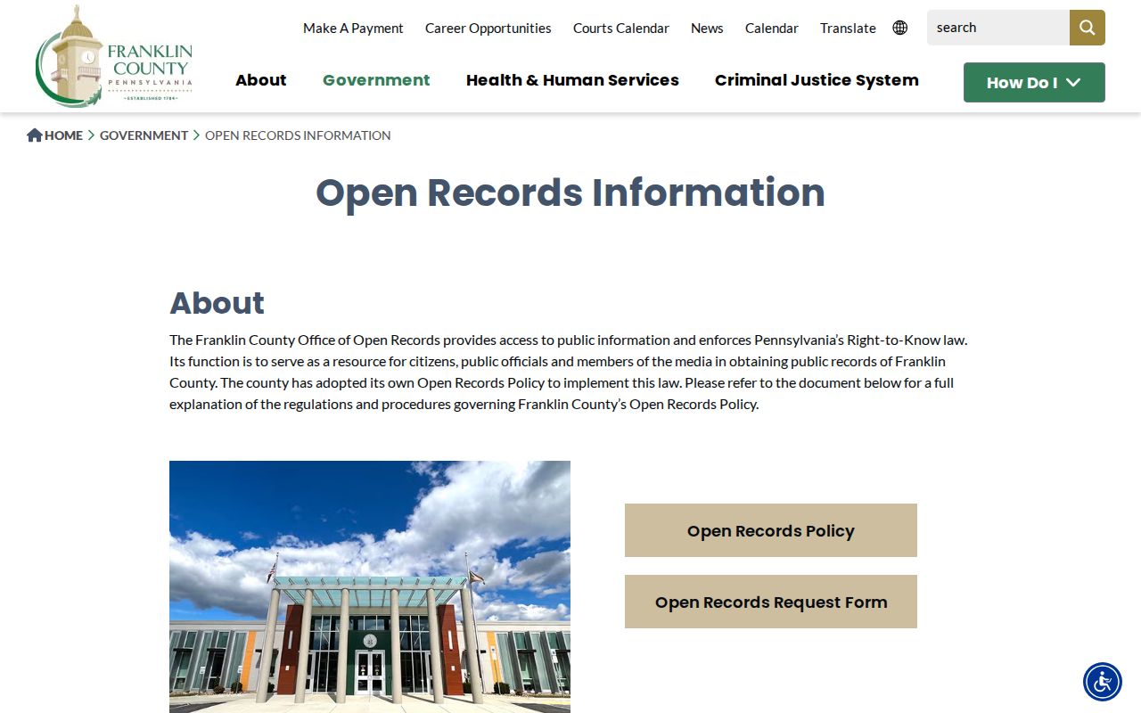 Franklin County Jail release records request route