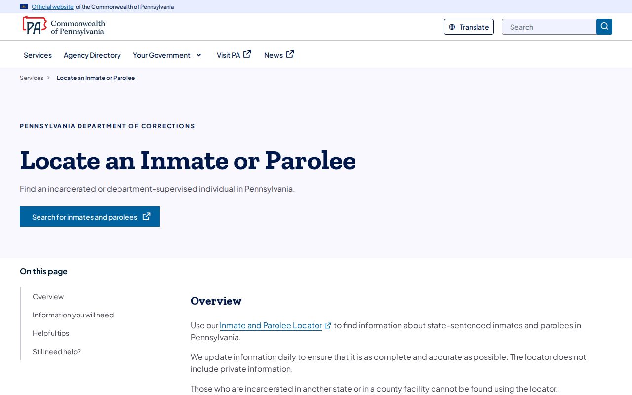 PADOC locator choices for Fulton County released inmate records